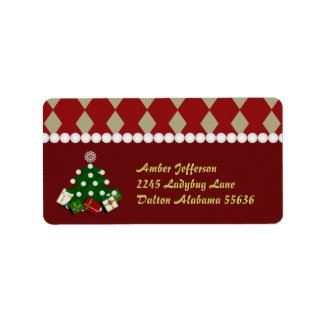 Christmas Tree Address Stickers Custom Address Label