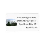 Christmas Tree Against Beach Rocks Merry Christmas Personalized Address Labels