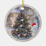 Christmas Tree and Goat in Santa Hat ornaments