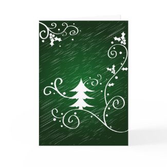 Christmas tree and holly - Card card