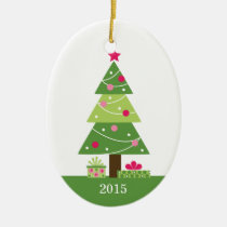 Christmas tree and presents custom year ornament