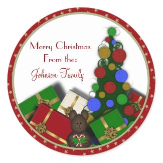 Christmas Tree and presents Gift Labels sticker