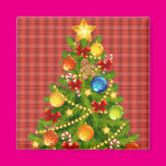 Christmas Tree and Red Plaid Fridge Magnet