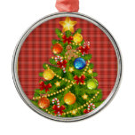 Christmas Tree and Red Plaid Christmas Ornaments