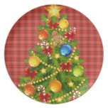 Christmas Tree and Red Plaid Plate