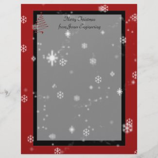 Christmas Tree and Snowflakes on Red and Black letterhead