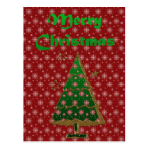 Christmas Tree and Snowflakes Postcard