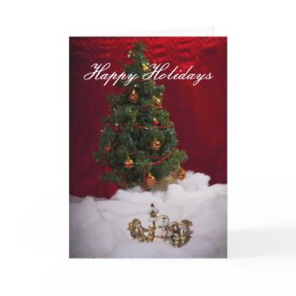 Christmas Tree and Snowman Caroller Holiday Card card