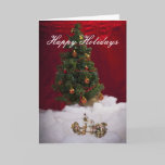 Christmas Tree and Snowman Caroller Holiday Card