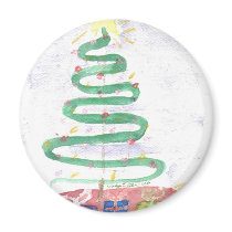 Christmas Tree art by Wendy C Allen  Round Magnet