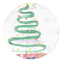 Christmas Tree art by Wendy C Allen Round Stickers by eelkat Christmas Tree art by Wendy C Allen Round Stickers