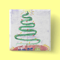 Christmas Tree art by Wendy C Allen  Square Button