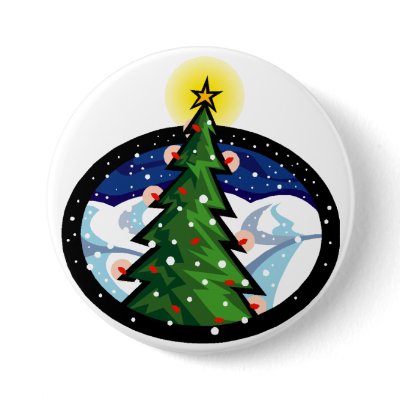 Christmas Tree at Night Button by Quequay