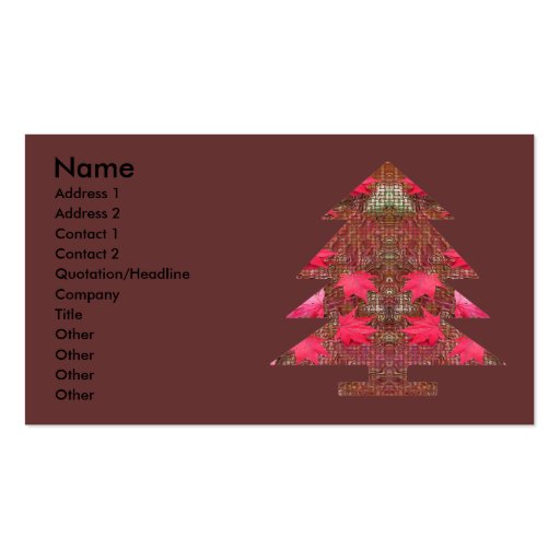 Christmas Tree - Autumn leaves Business Card Template (front side)