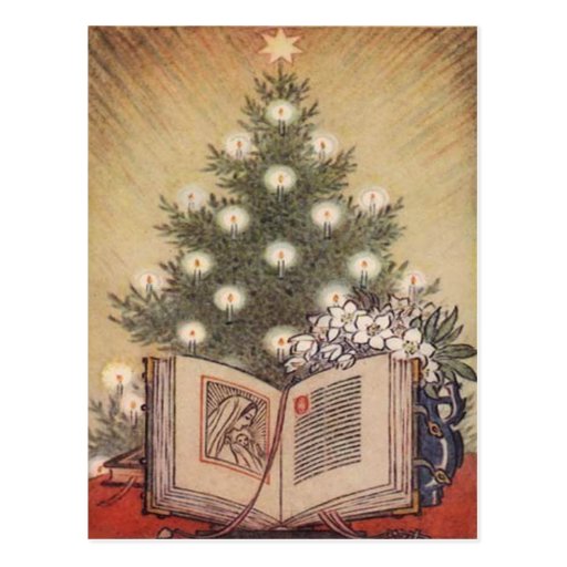 Christmas Tree & Bible Postcard | Zazzle