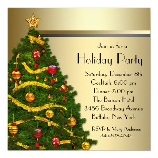 Christmas Tree Black Gold Christmas Party Announcement