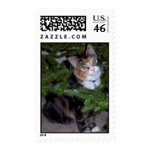 Christmas Tree Cat Stamps