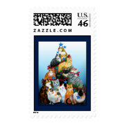Christmas Tree Cats Postage Stamp