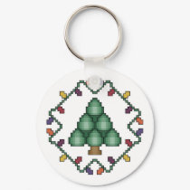 Christmas Tree Cross Stitch Keychain by ingasi Christmas Tree Cross Stitch Keychain
