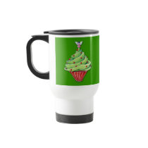 Christmas Tree Cupcake green Travel Mug mugs
