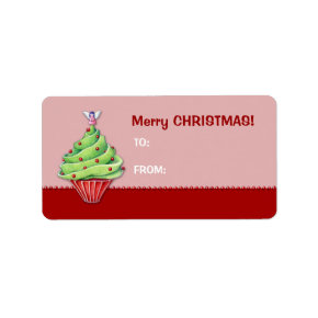 Christmas Tree Cupcake red2 Gift Tag Label label