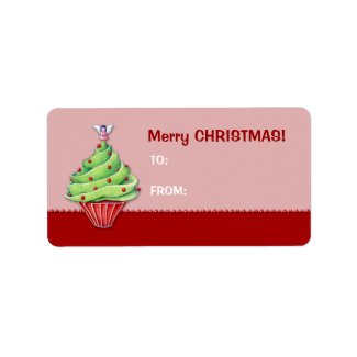 Christmas Tree Cupcake red2 Gift Tag Label label