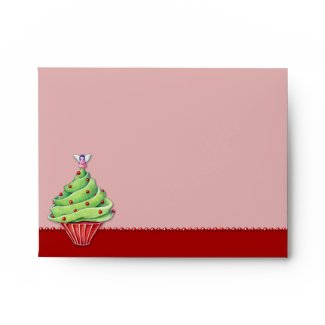 Christmas Tree Cupcake red2 Note Card Envelope envelope