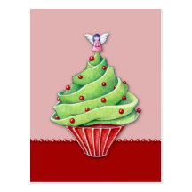 Christmas Tree Cupcake red2 Postcard