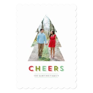 Christmas Tree Cut Out Holiday Cheers Card Custom Invitation