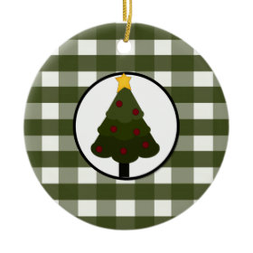 Christmas Tree Design on Green Stripes Ornaments