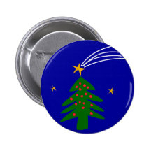 Christmas Tree Falling Star Pinback Button