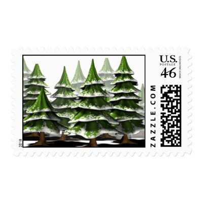 Christmas Tree Forest Postage Stamp