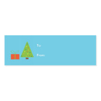 Christmas Tree Gift Tag (turquoise) Business Card Templates