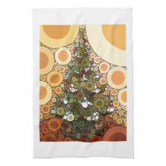Christmas Tree Happy Holidays Circle Mosaic Kitchen Towel