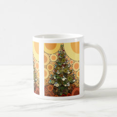 Christmas Tree Happy Holidays Circle Mosaic Mug