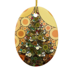 Christmas Tree Happy Holidays Circle Mosaic Ornaments
