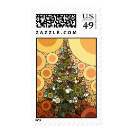 Christmas Tree Happy Holidays Circle Mosaic Stamp