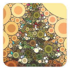 Christmas Tree Happy Holidays Circle Mosaic Square Stickers