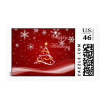 Christmas Tree Happy Holidays postage by dizzypixels Christmas Tree Happy Holidays postage
