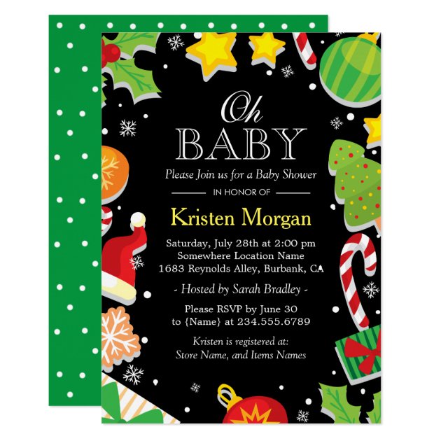 Christmas Tree Holly Berries Cute Baby Shower Card
