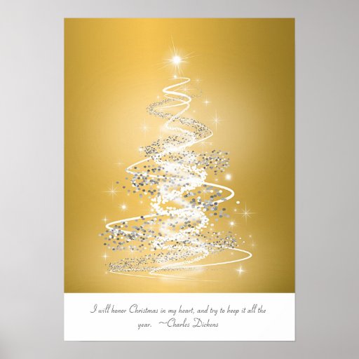 Christmas Tree In Gold Print