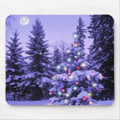 Christmas Tree in the Forest Mousepad Zazzle_mousepad