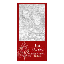 Christmas Tree Just Married Red Photo Card