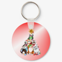 Christmas Tree Kittens Keychain