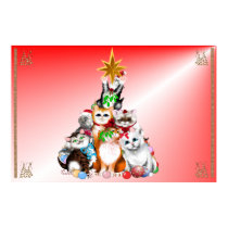 Christmas Tree Kittens Poster posters