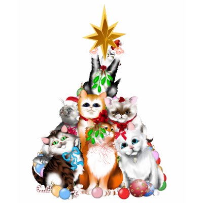 Christmas Tree Kittens  T-Shirt by MoreCats