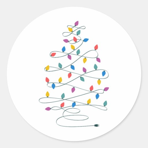 Christmas Tree Lights Classic Round Sticker Zazzle