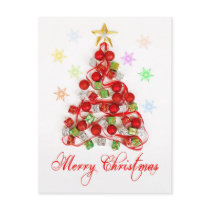 Christmas tree made from decorations post cards