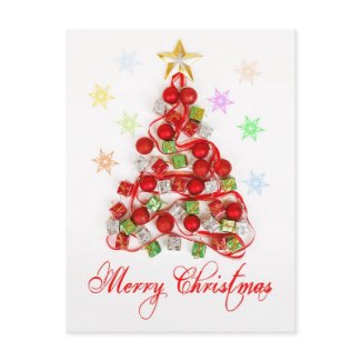 Christmas tree made from decorations postcard