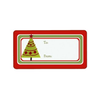Christmas Tree Modern Whimsical Gift Tag Label